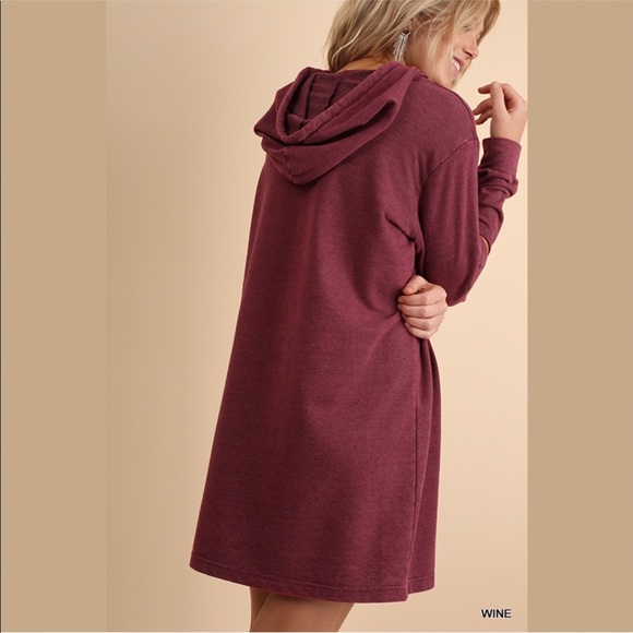 🔴SALE🔴Washed Hooded Pocket Dress w Elbow Cutouts - Picture 2 of 4