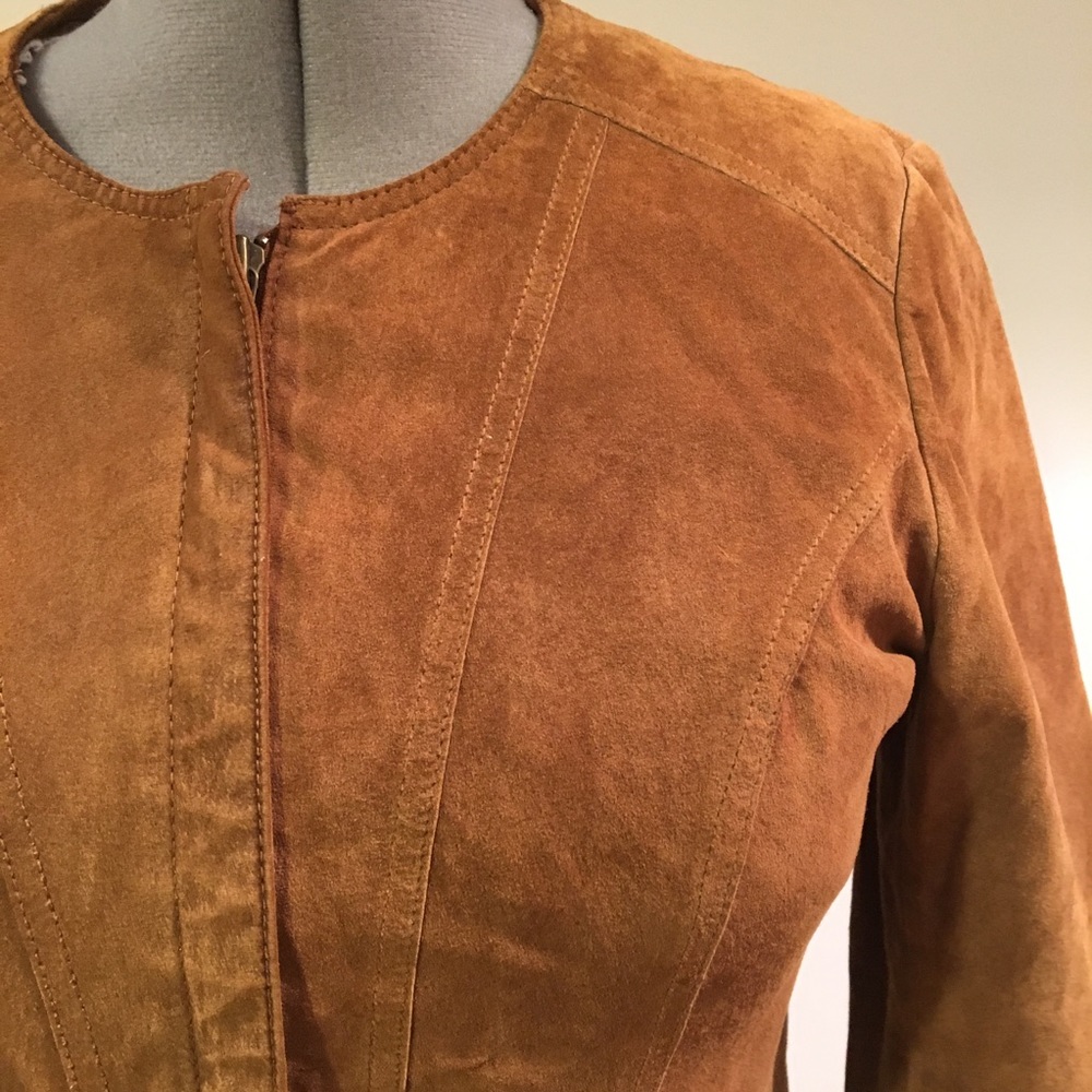 Brown Suede Zip Jacket Medium - image 2