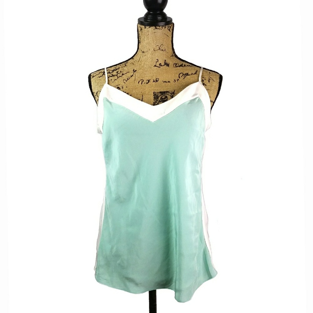 ❄️ W by Worth: 💯Silk Charmeuse Mint & White Cami!