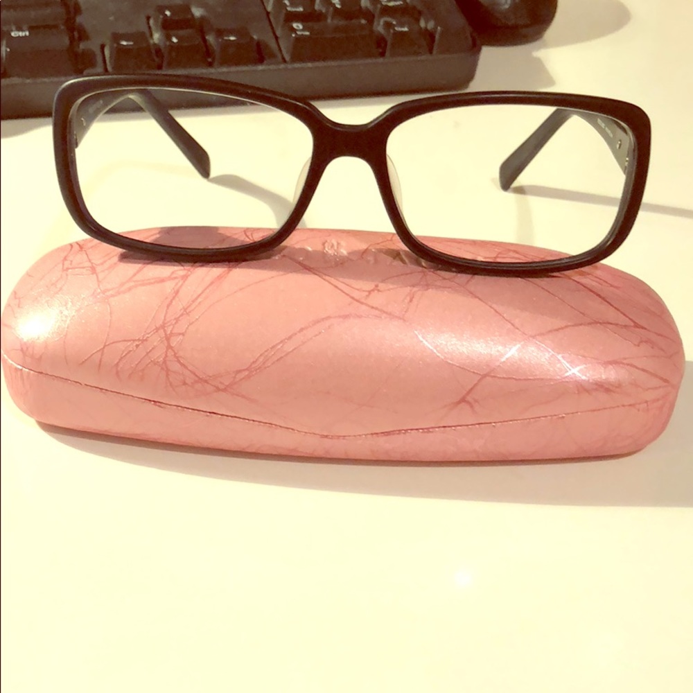 Nonprescription black framed glasses