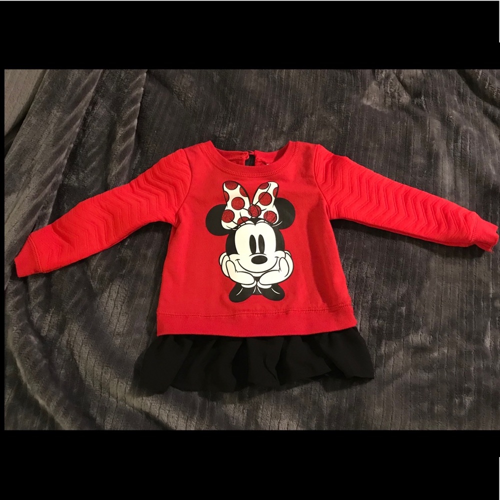 Disney Minnie Mouse red sweater with ruffle bottom