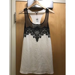 Express black and white sleeveless top