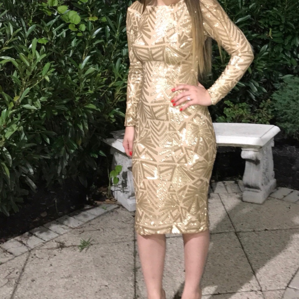 gold sequin dress