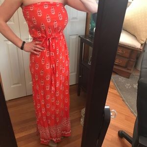 Orange Strapless Sundress