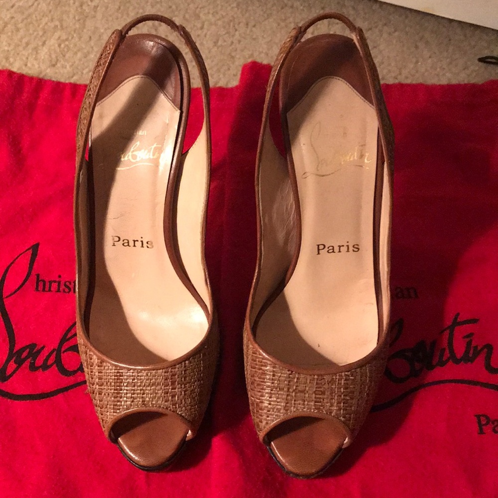 Authentic Christian Louboutin Burlap Heels