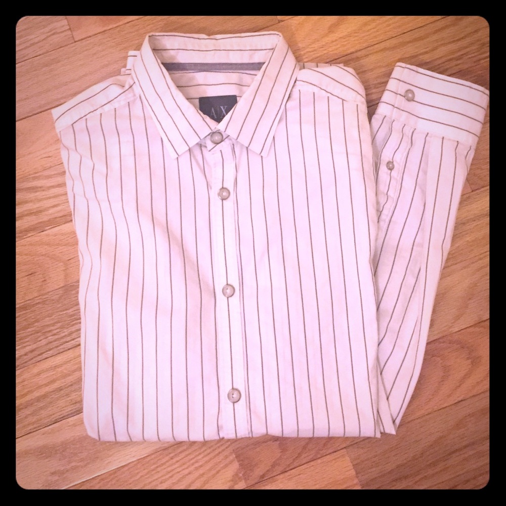 Armani Exchange Striped Button Down Slim Fit Shirt