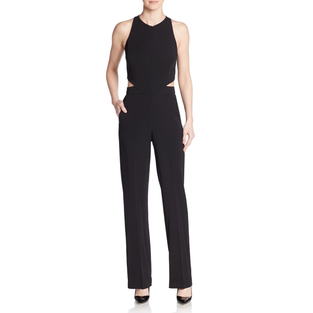 A.L.C. Black Chandler Zip Up Cut Out Jumpsuit