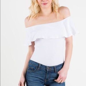White Off the Shoulder Bodysuit