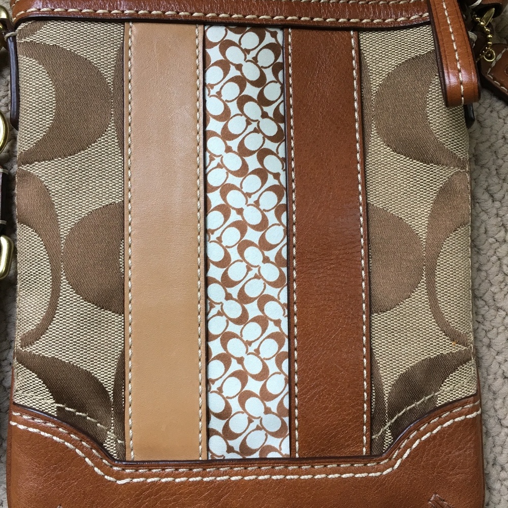 Coach flat over the shoulder bag jacquard logo