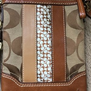 Coach flat over the shoulder bag jacquard logo