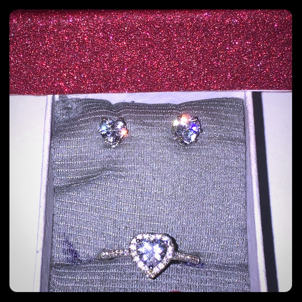 Heart ring and earring set