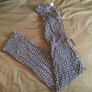 Lilka Anthropologie blue & white jumpsuit