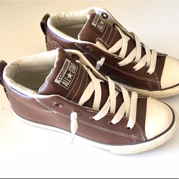 Brown Leather Converse Mid - Picture 2 of 4