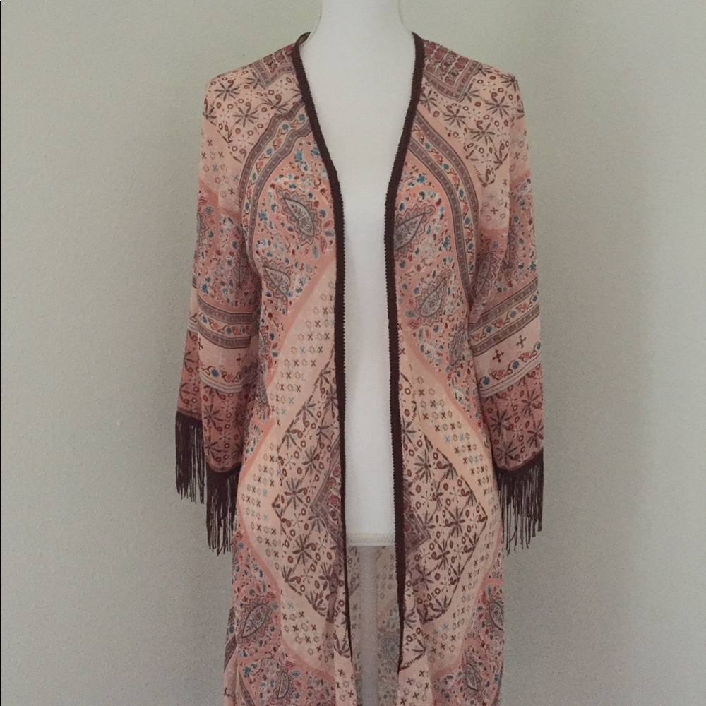 American Rag hobo fringe sheer tribal jacket