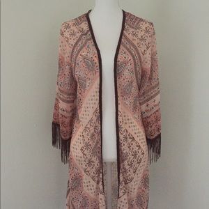 American Rag hobo fringe sheer tribal jacket