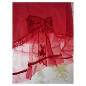 Red Vintage Skirt Slip with decorative Bow detail