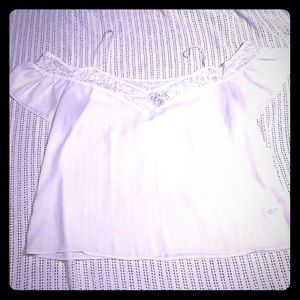 Express Off the shoulder sheer lace top in ivory