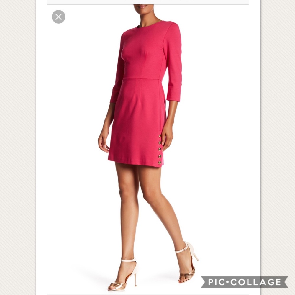 Trina Turk Flush button Ponte sheath dress