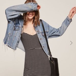 Reformation spencer dress in marine blue stripe