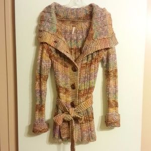Free People Sweater Cardigan Colorful Knit