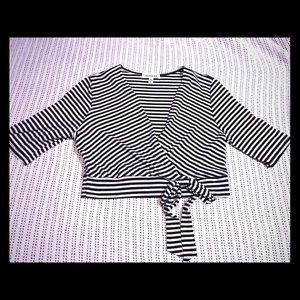 Stripe surplice crop top