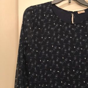 Navy blue Long sleeve knee high dress