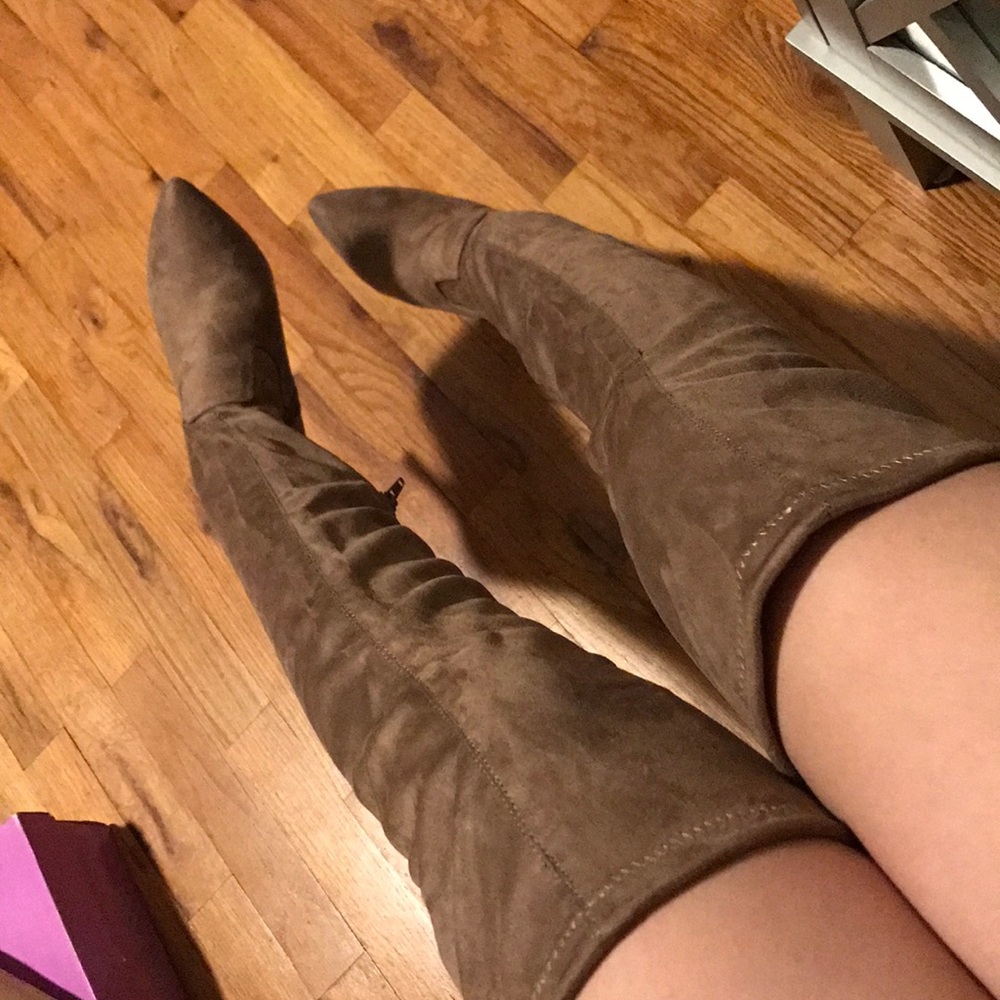 Over the knee suede high heel boots