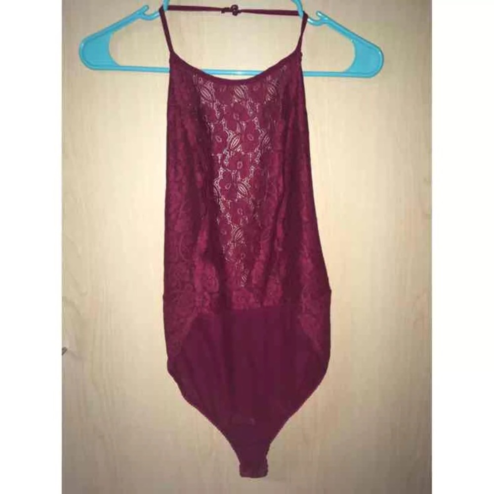 Wine Lace Lingerie Jumpsuit