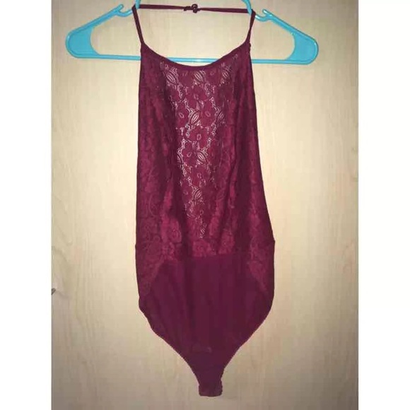 Wine Lace Lingerie Jumpsuit - Picture 1 of 4