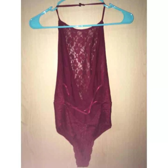 Wine Lace Lingerie Jumpsuit - Picture 2 of 4