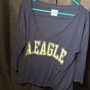 American Eagle Navy- 3/4 sleeve shirt