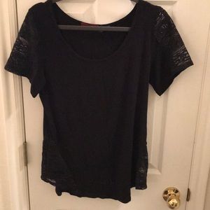 Black shirt with lace detail