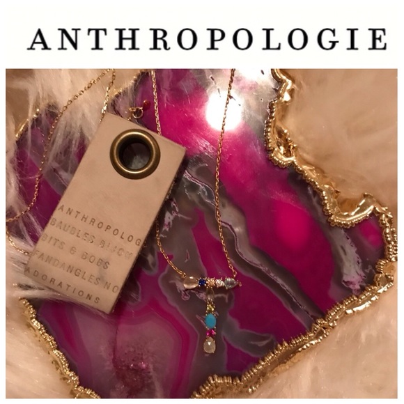 Anthropologie Monogram Gem Necklace - Picture 2 of 6