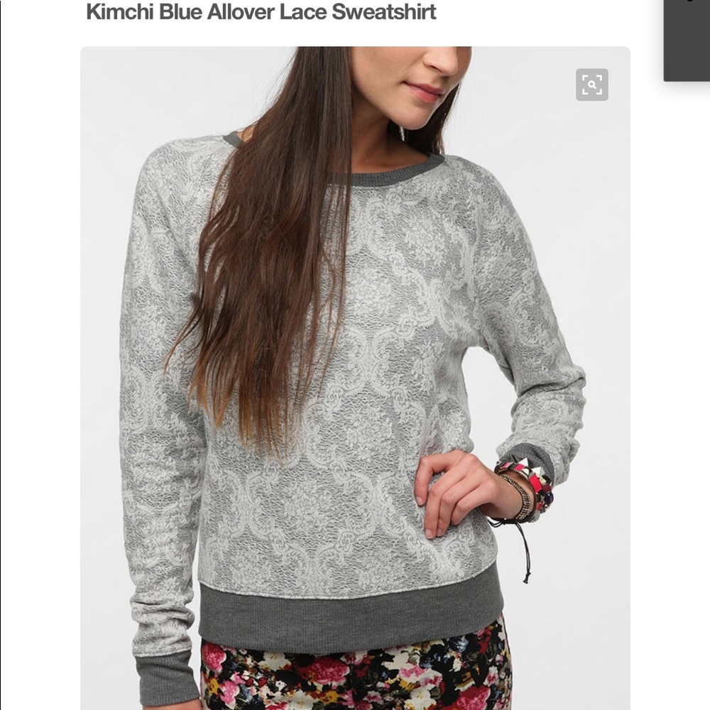 Adorable Kimchi Allover Gray Sweatshirt-  Medium