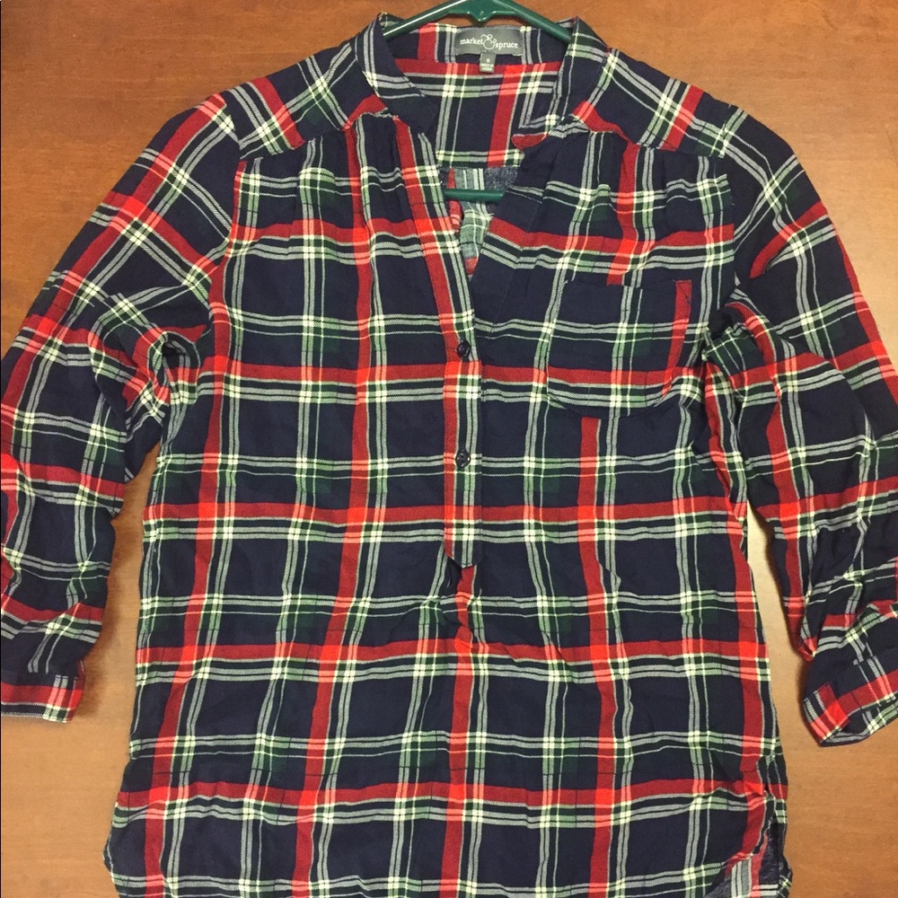 Market & Spruce Plaid Top