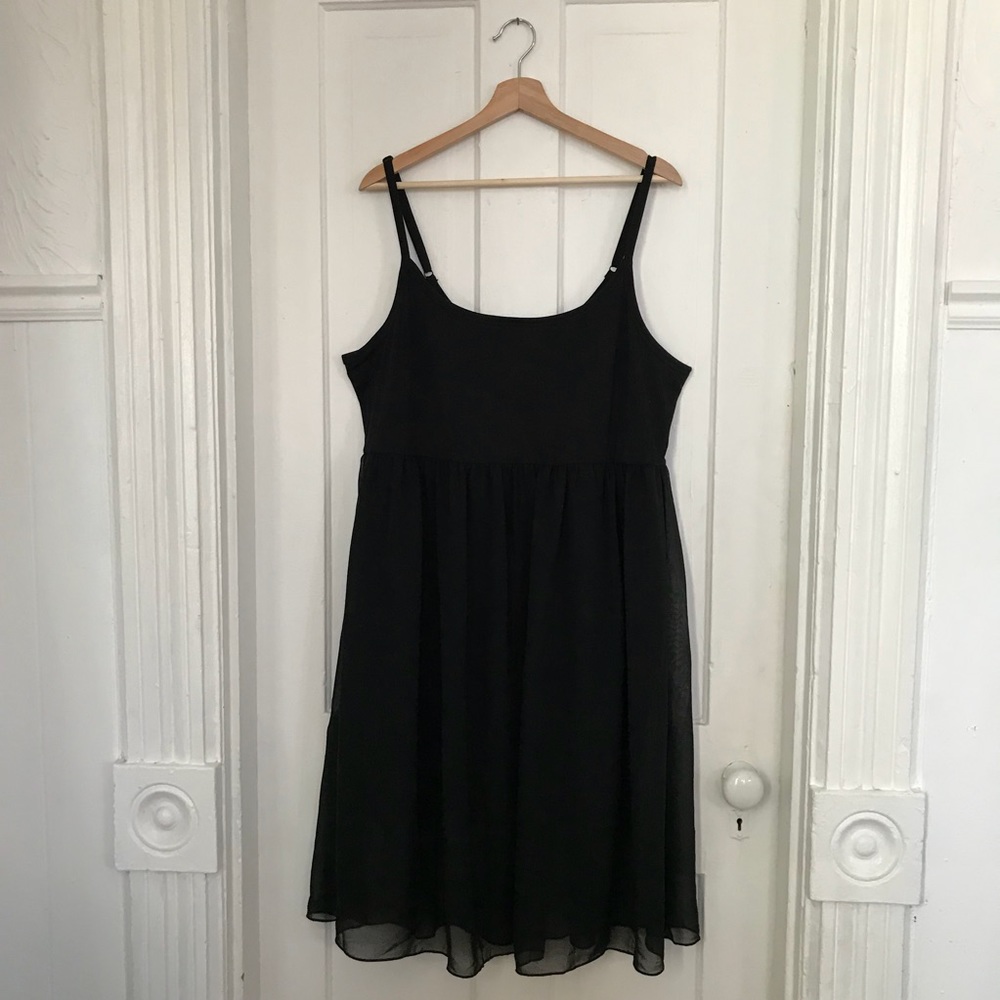 dress with sheer skirt overlay