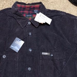 Izod black red green LS button up shirt