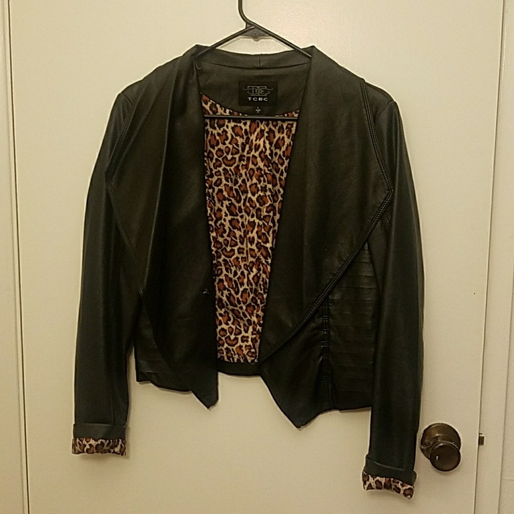 Leather Jacket with leopard inside