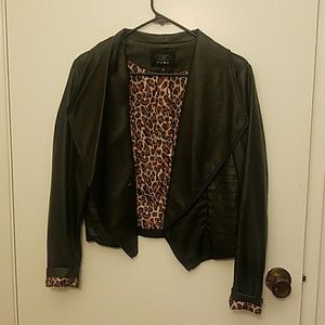 Leather Jacket with leopard inside