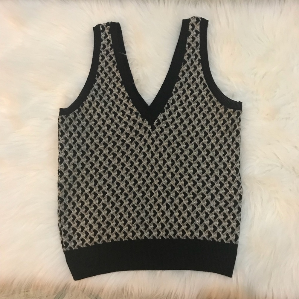 nwot • zara • knit micro jacquard waistcoat vest - Picture 4 of 6