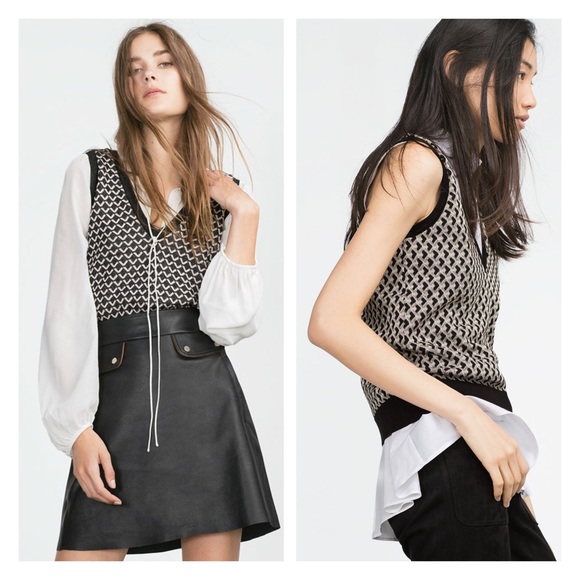 Zara Sweaters - nwot • zara • knit micro jacquard waistcoat vest