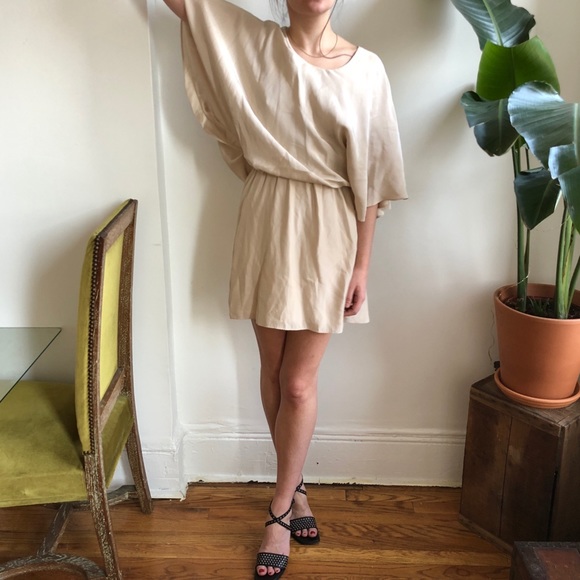 kate and kass Dresses & Skirts - Vintage Kate & Kass from Y2K Shopbop Silk Cream Batwing Dolman Sleeve mini Dress