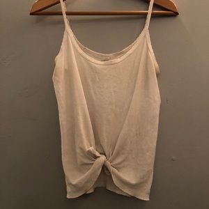 Tie-in-front white tank