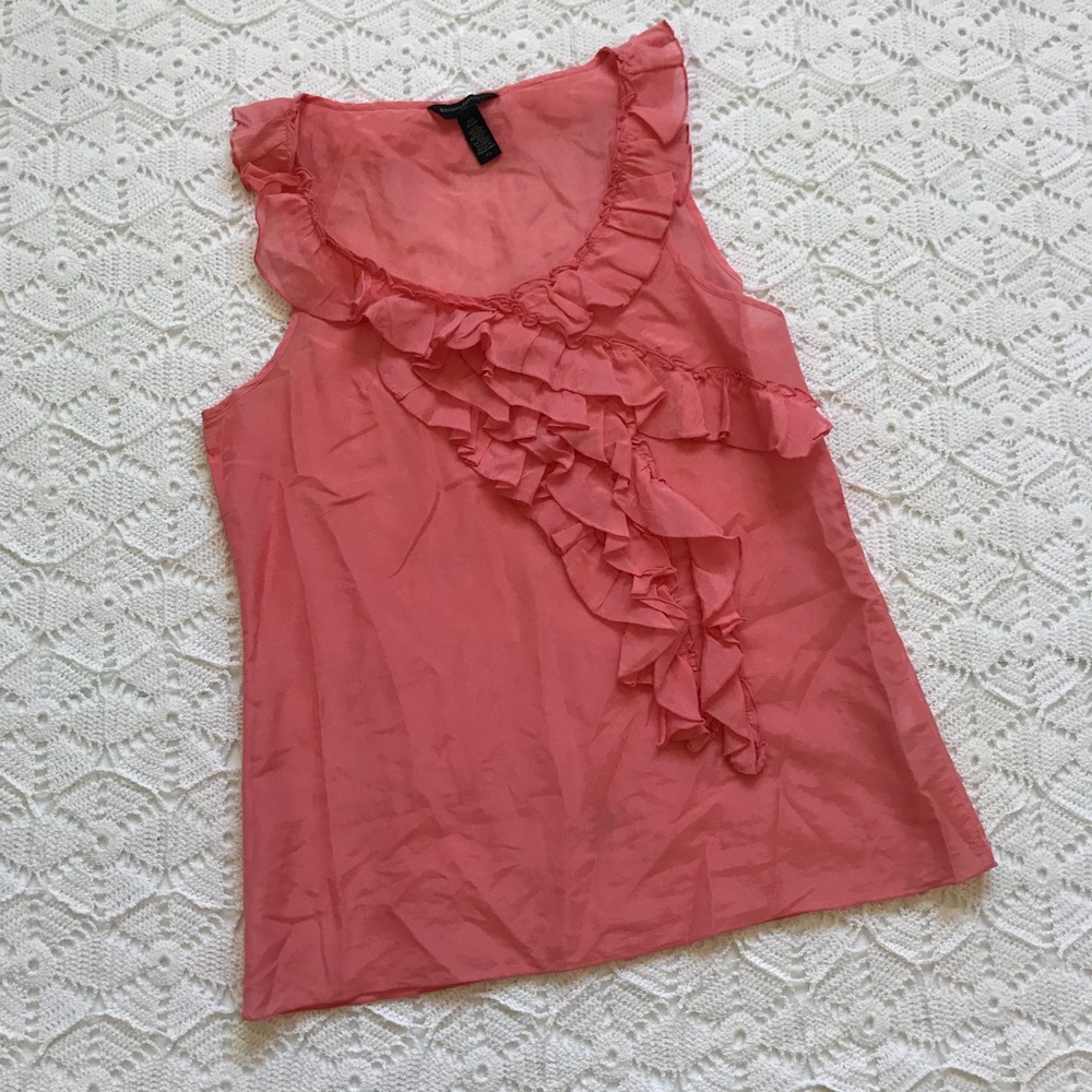 Banana Republic Coral Ruffle Top