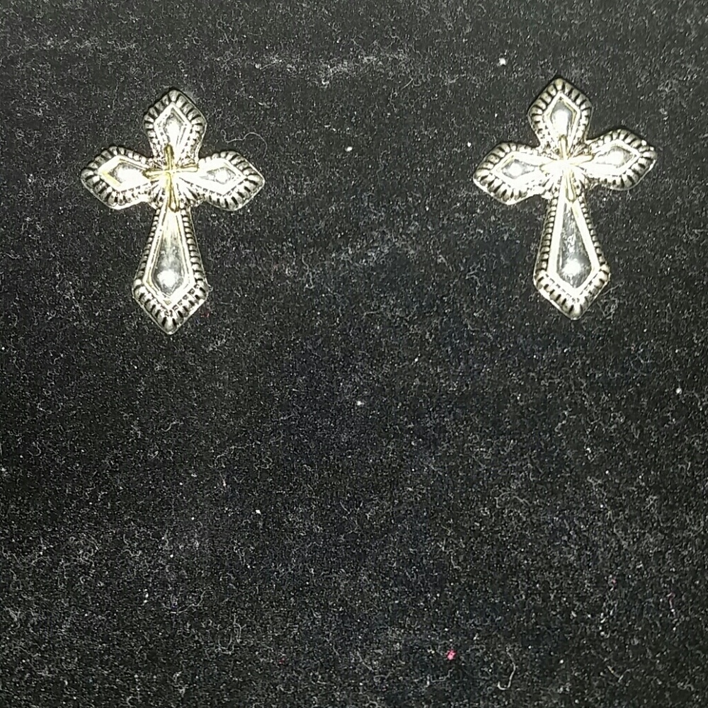 Sterling Silver Cross Stud Earrings