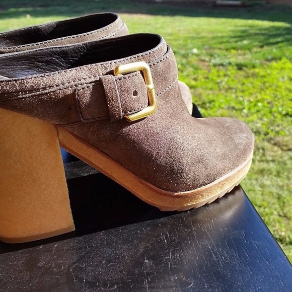 NWT Prada Chunky Heel Suede Grafite Clogs - Picture 2 of 5