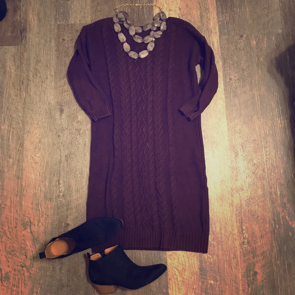 Sweater dress and ankle boots