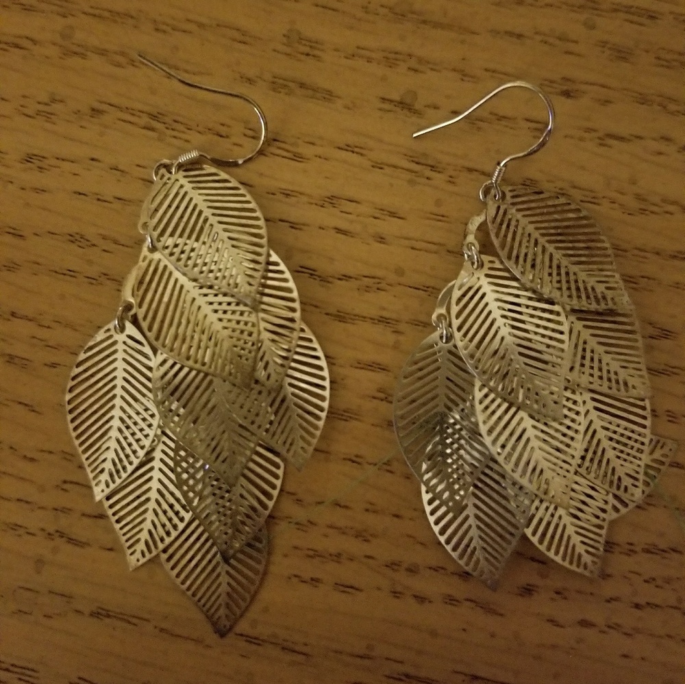 Silver Dangling Feather Earrings