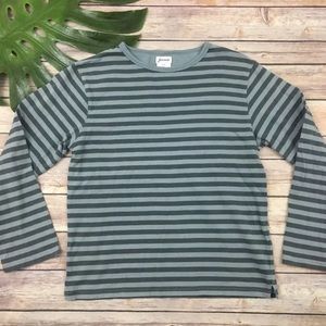 Jacadi boys Blue and Gray Stripe Long Sleeve Shirt