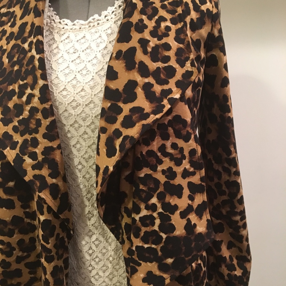 Leopard Print Open Front Jacket Small - image 2